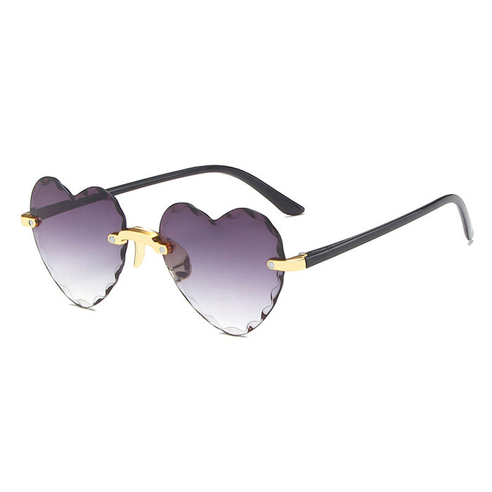 Wholesale PC Material Heart Sunglasses Frameless Gradient Sunglasses Women JDC-SG-AoMing003