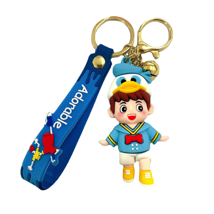 Wholesale Keychains For Backpacks cartoon Donald Duck cross-dressing boys and girls Epoxy doll key car buckle MOQ≥2 JDC-KC-GHui021