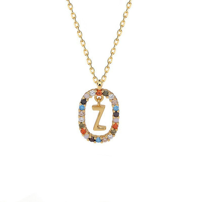 Wholesale Necklaces copper colored zircon letter necklace MOQ≥2 JDC-NE-LYDa001