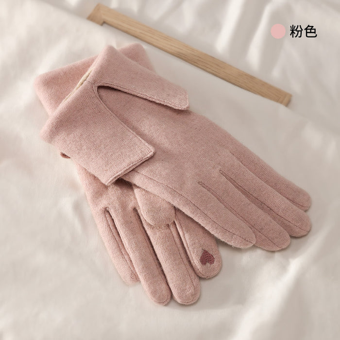 Wholesale Gloves Cashmere Plus Fleece Thickened Touch Screen Gloves Flanging Wrist MOQ≥2 JDC-GS-GuD004