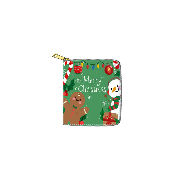 Wholesale Wallet PU Christmas Fawn Santa Claus Short Zipper MOQ≥3 JDC-WT-Dengxin015