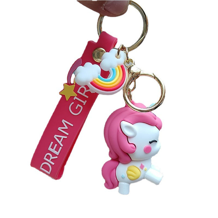 Wholesale Keychain Silicone Cute Unicorn Doll Pendant MOQ≥2 JDC-KC-YChaang009