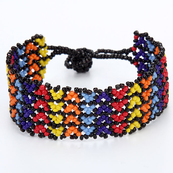 Wholesale rice bead mixed color  hand woven ethnic style bracelet JDC-BT-ZheQ019