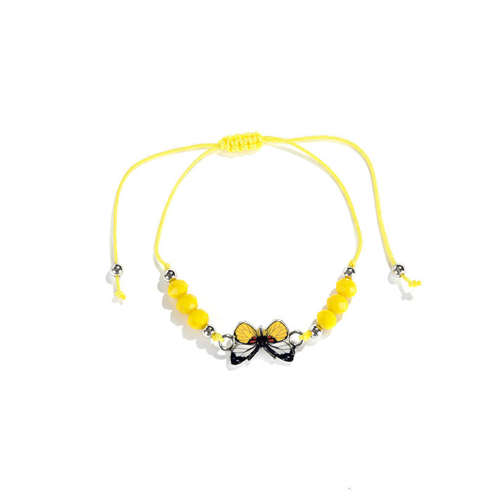 Wholesale Butterfly Bracelet Solid Color Crystal Beaded Handmade Jewelry JDC-BT-ZengZ025