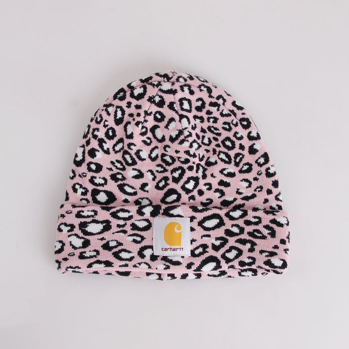 Wholesale Hat Acrylic Warm Leopard Jacquard Fabric Label Knit Cap (F) JDC-FH-XRong016