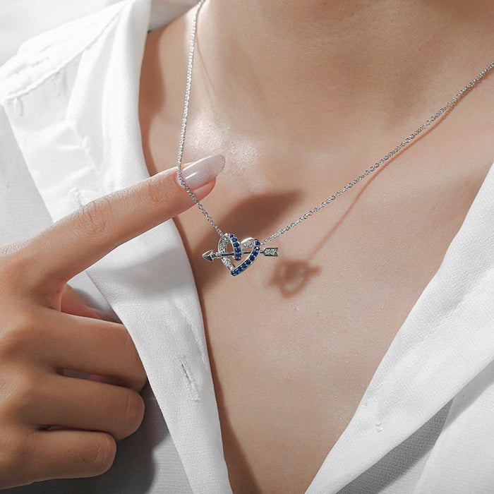 Wholesale twisting heart -shaped rhone -in necklace, one arrow, wears the heart chain JDC-NE-LongR007
