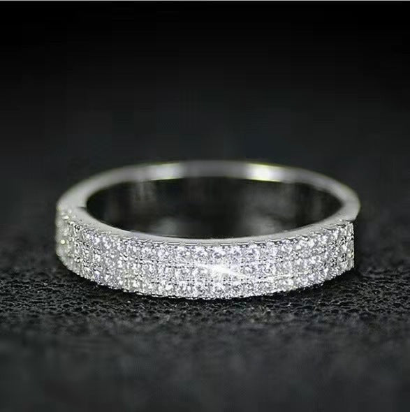 Wholesale alloy three rows of diamond ring accessories JDC-RS-Xizai003