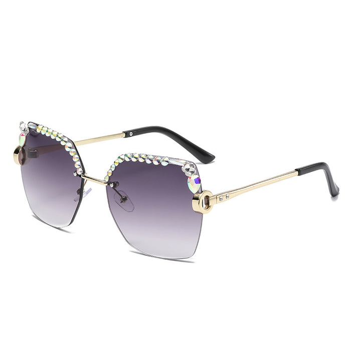 Wholesale rimless cut edge women's diamond sunglasses JDC-SG-ZhanH001