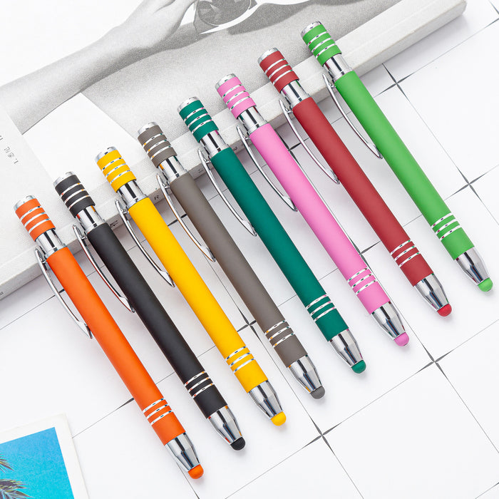 Wholesale Metal Spray Glue Touch Screen Ballpoint Pen Push Aluminum Rod Pen MOQ≥2 JDC-BP-Huah046