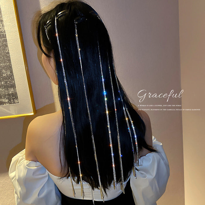 Wholesale exaggerated style full diamond tassel hairpin JDC-HC-BY013