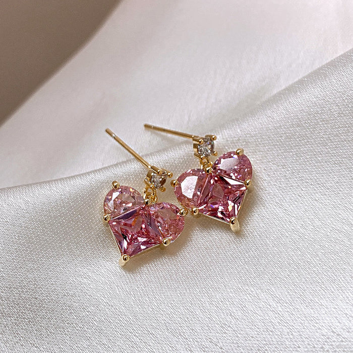 Wholesale Earring Alloy Super Flash Pink Love Necklace Ring Set JDC-ES-PD004