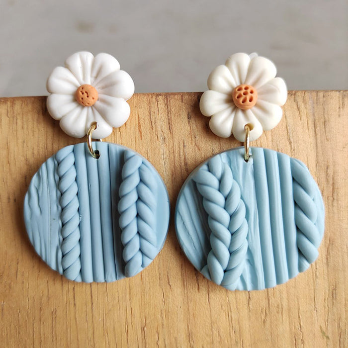Pendientes al por mayor para mujeres Pendientes de flores de cerámica suaves hechas a mano MOQ≥3 JDC-ES-HEYI015