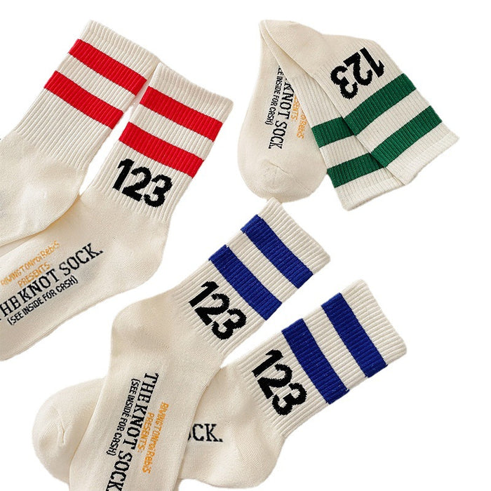 Wholesale Basketball Socks Summer Socks Women's Striped Mid Tube Cotton Socks JDC-SK-JTing002
