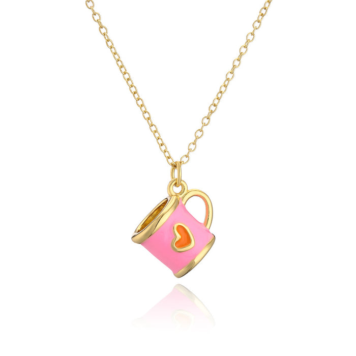 Jewelry WholesaleWholesale Cup Shape Heart Pattern Pendant Copper Gold Plated Necklace JDC-NE-AG148 Necklaces 澳古 %variant_option1% %variant_option2% %variant_option3%  Factory Price JoyasDeChina Joyas De China