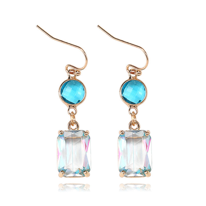Wholesale Gradient Color Copper K9 Glass Crystal Earrings MOQ≥2 JDC-ES-Zhongn011