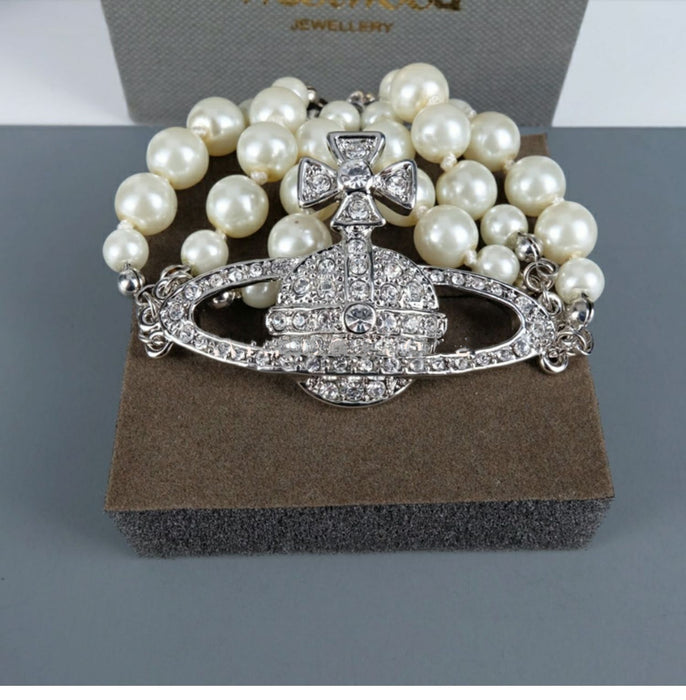 Wholesale Saturn Diamond Pearl Necklace Multilayer Light Luxury Bracelet JDC-NE-HanY002