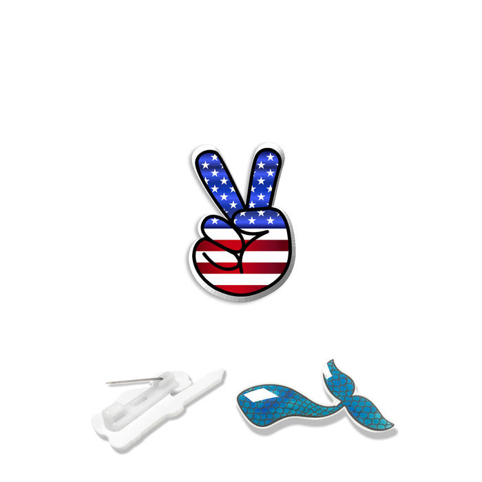 En gros 4 juillet Acrylic USA Flag Independence Day Brooch MOQ≥2 JDC-BC-XIANGL001