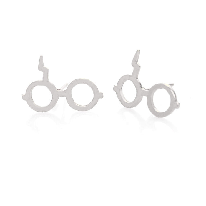 Wholesale Earrings Titanium Steel Geometric Hollow Glasses Stud Earrings JDC-ES-JS003