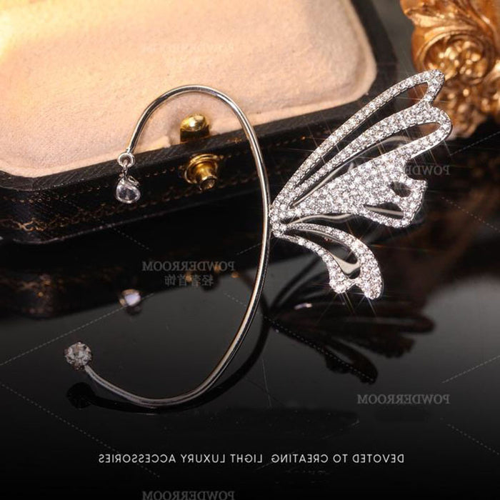 Jewelry WholesaleWholesale diamond-encrusted silver butterfly earhook JDC-ES-ChiH008 Earrings 池豪 %variant_option1% %variant_option2% %variant_option3%  Factory Price JoyasDeChina Joyas De China