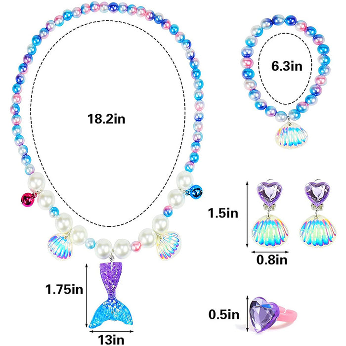Wholesale Mermaid Resin Kids Headband Necklace Bracelet Ring Ear Clip Set MOQ≥10 JDC-RS-XuanQ001