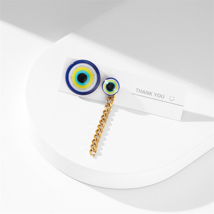 Wholesale Earrings Alloy Acrylic Eyeball Asymmetrical Tassels JDC-ES-GuTe040