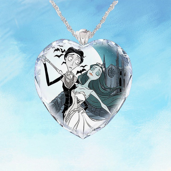 Wholesale Necklace Alloy Glass Animated Merchandise Heart Jewel MOQ≥2 JDC-NE-WeiH006