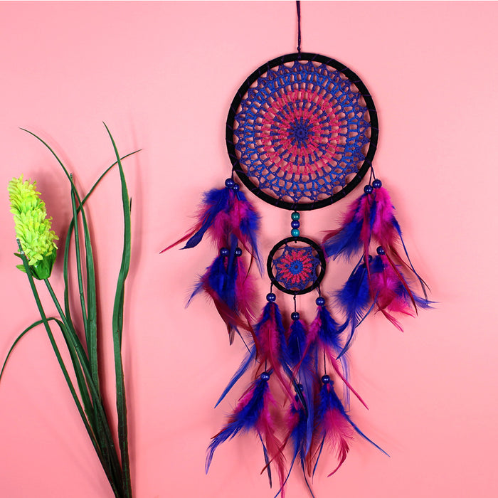 Wholesale Dream Catcher Feather Purple Simple Handmade Decorative Pendant JDC-DC-YXuan020