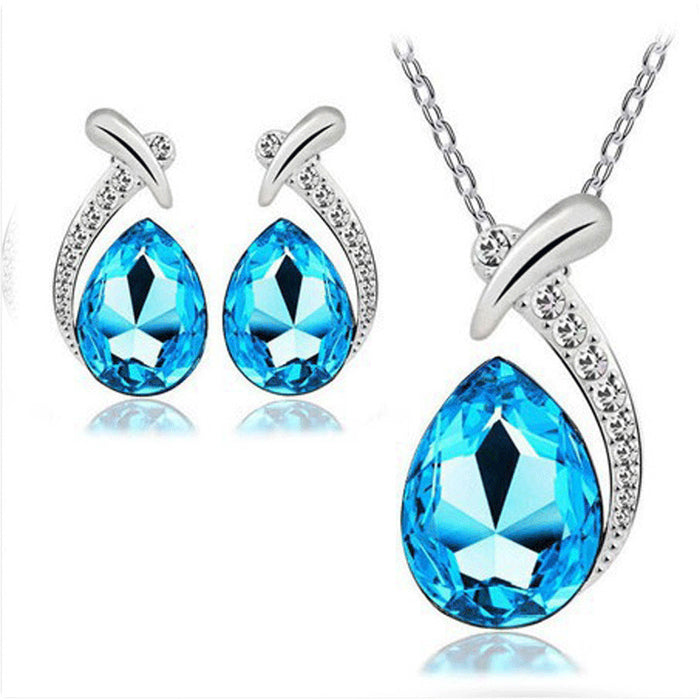 Wholesale Diamond Clavicle Austrian Crystal Necklace set JDC-NE-XunO042