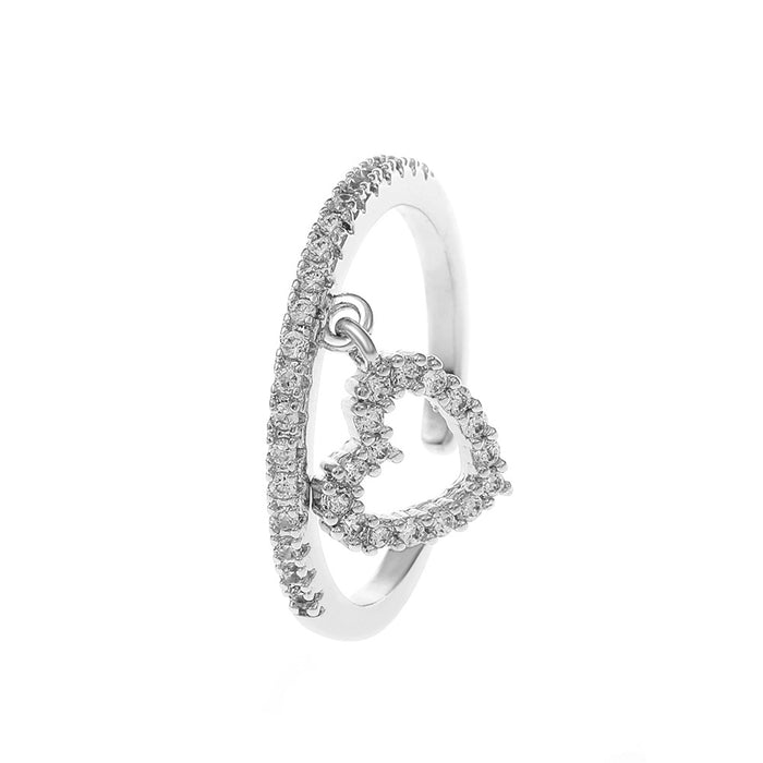 Wholesale Ring Diamond Love Pendant Niche Design Hollow Geometric Peach Heart JDC-RS-D078
