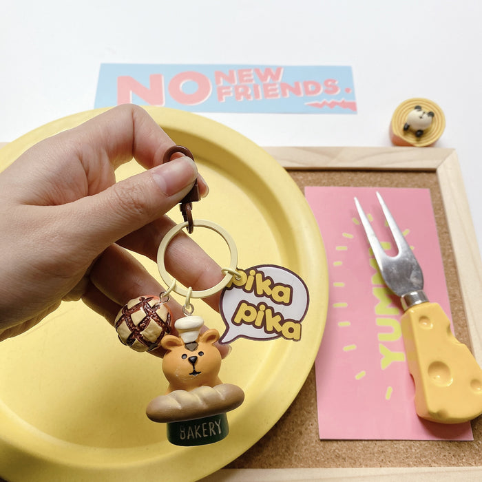 Wholesale Cartoon Food Toy Simulation Bread Resin Keychain MOQ≥2 JDC-KC-ShuoK001