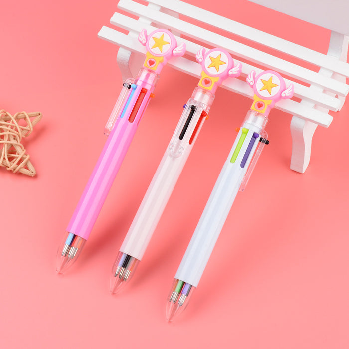 Pen de bolígrafo de plástico de 6 colores al por mayor MOQ≥2 JDC-BP-XHZ007
