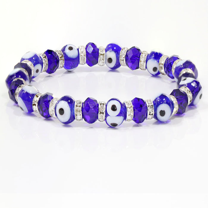 Wholesale Bracelet Vintage Glazed Blue Eyes Palm Pendant Crystal Bracelet MOQ≥2 JDC-BT-HuoM001