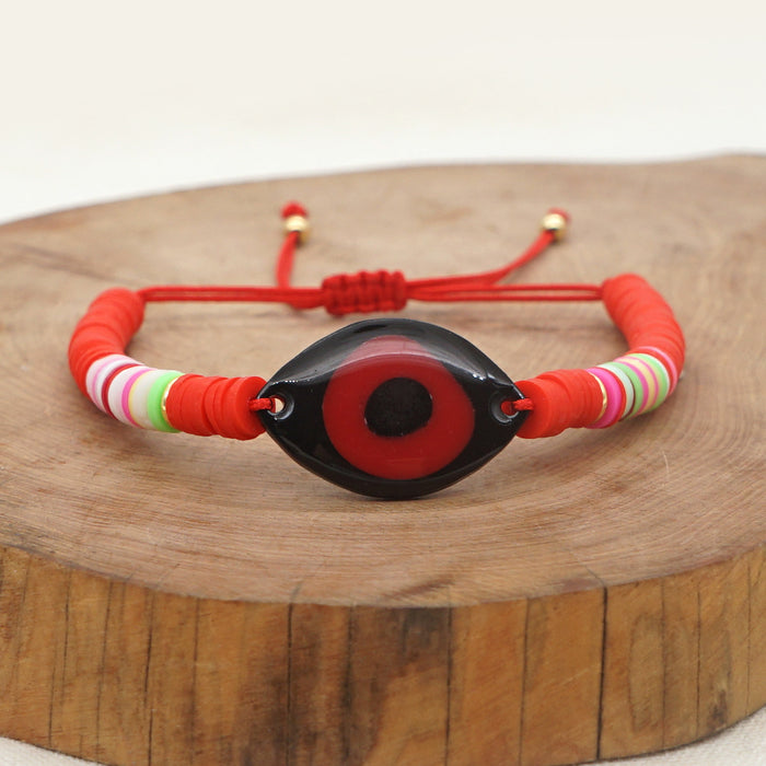 Wholesale Ethnic Style Retro Color Matching Color Resin Eye Mixing Color Clay bead bracelet  JDC-BT-YuX006