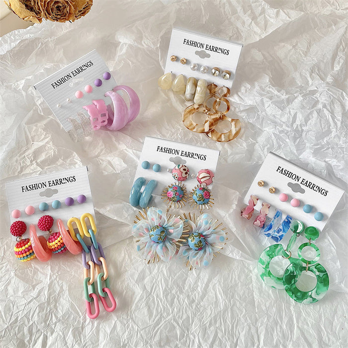 Wholesale Earrings Acrylic Candy Color Exaggerated Combination Set MOQ≥2 JDC-ES-GuTe026