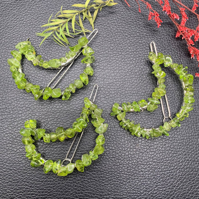 Wholesale Natural Crystal Gravel Moon Hair Clip Hair Accessories JDC-HC-ZHIY002