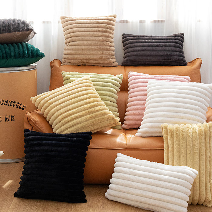 Wholesale Colorful Striped Plush Pillow Home Decor Sofa Cushion Cover Solid Color JDC-PW-Chaose002