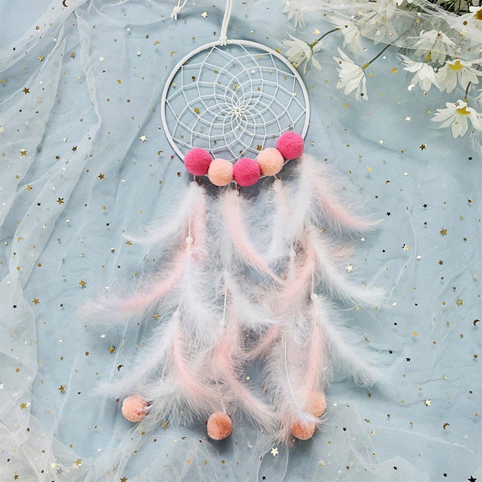 Wholesale Dream Catcher Feather Hand Woven Hair Ball MOQ≥2 JDC-DC-MYing021