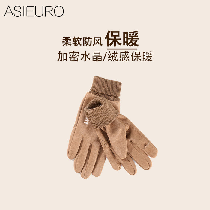 Wholesale Gloves Suede Windproof Winter Thin Velvet Touch Screen MOQ≥2 JDC-GS-YiL006