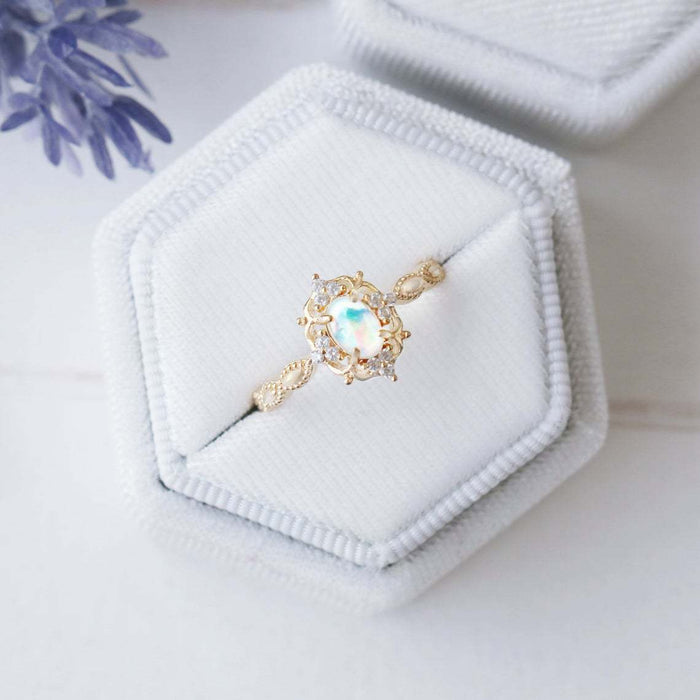 Wholesale Opal Plated 14K Gold Alloy Ring JDC-RS-Saip020