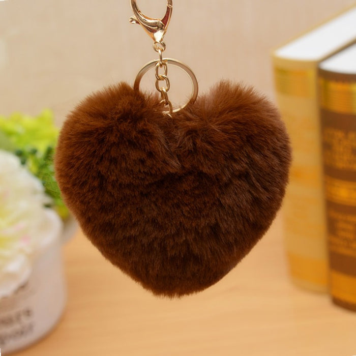 Wholesale Heart Shape Plush Pom Keychain JDC-KC-YanG011
