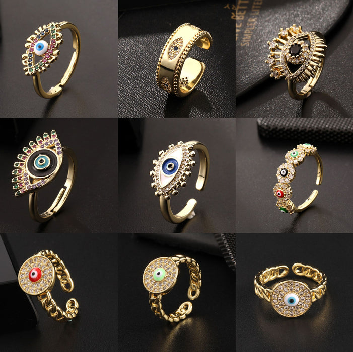 Wholesale Ring Copper Devil's Eye Adjustable MOQ≥2 JDC-RS-ShangY006