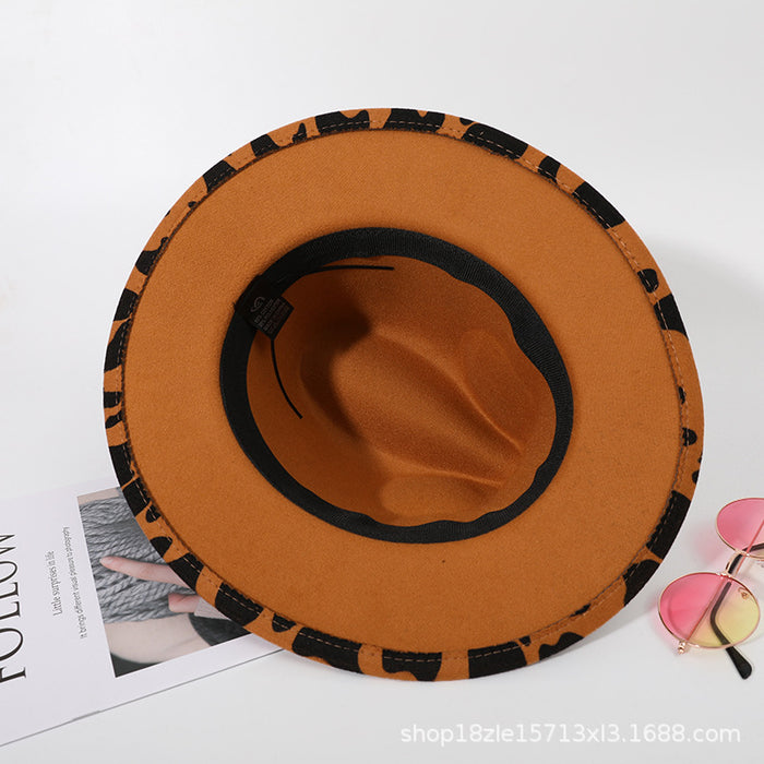 Wholesale jazz hat woolen top hat cow pattern top hat JDC-FH-PanW001