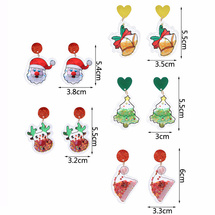 Wholesale Earrings PVC Christmas Tree Bells Transparent Quicksand JDC-ES-ChTeng002