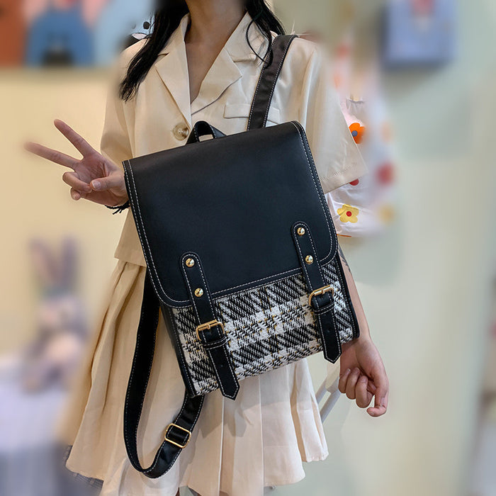 Wholesale Retro Plaid Flip Student School Bag Travel Laptop Bag JDC-SD-Zhibei007