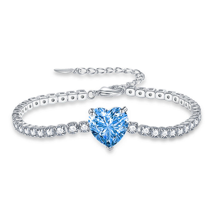 Pulsera de piedra de color al por mayor forma de corazón de corazón de lujo pulsera de diamantes de diamantes de diamantes de circón JDC-BT-Lonr003