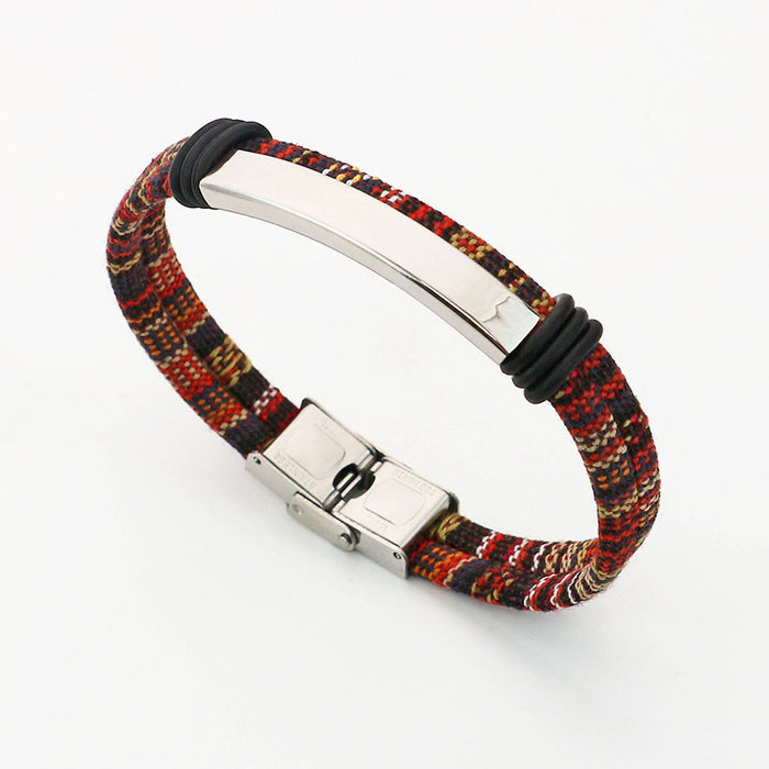 Wholesale Bracelet Stainless Steel Handmade Cloth Rope Couple Bracelet MOQ≥3 JDC-BT-LongN003