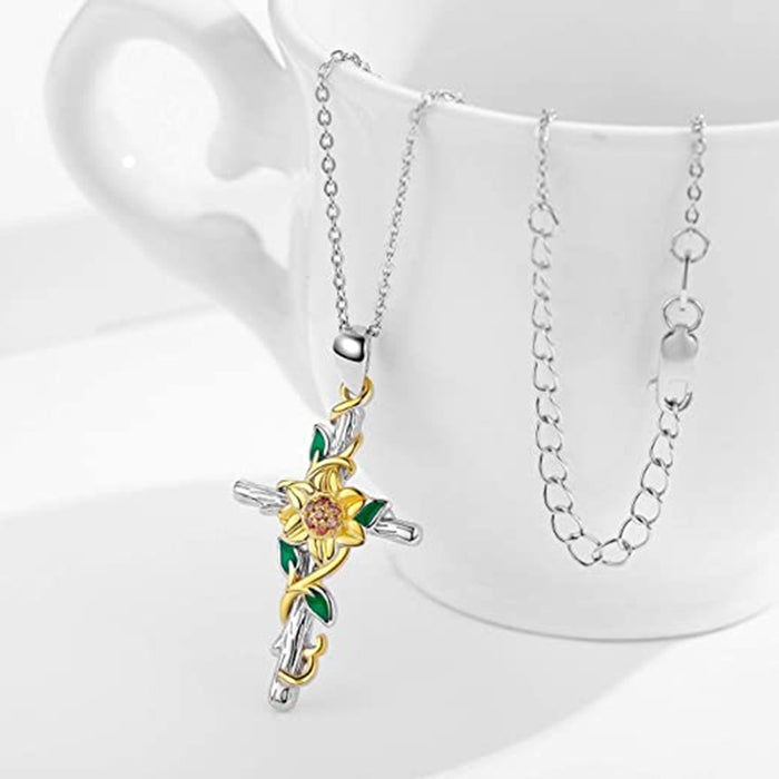 Wholesale jewelry niche design sunflower necklace MOQ≥2 JDC-NE-zhuyue008