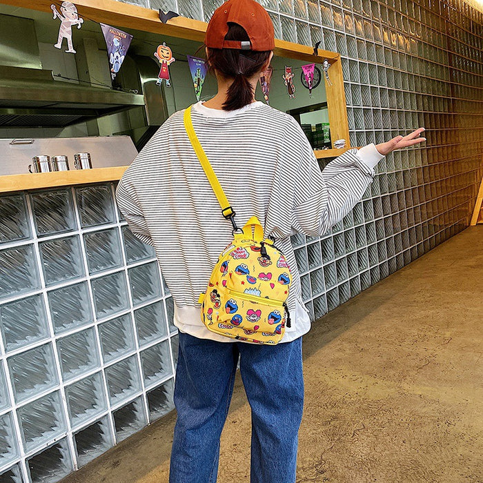 Wholesale Single Shoulder Dual Purpose Bag Sesame Street Canvas Backpack JDC-BP-Fuqian001