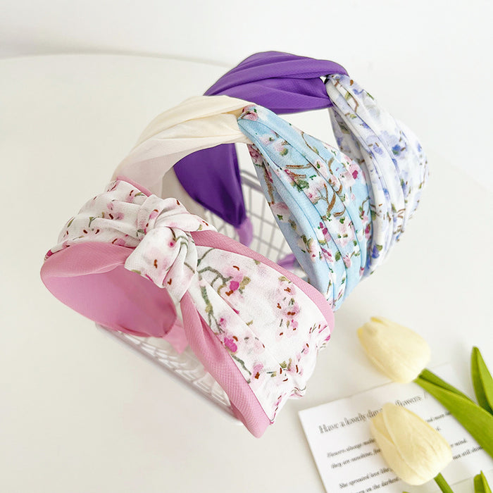 Wholesale fabric headband small floral cross MOQ≥2 JDC-HD-MIs017
