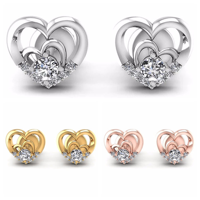 Wholesale Zircon Heart Shaped Copper Earrings MOQ≥2 JDC-ES-Caos025